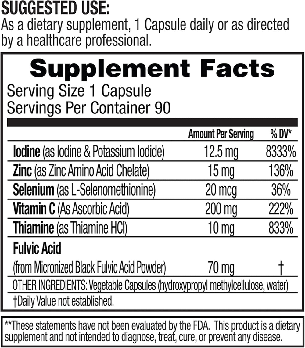 Dr. Tennant's iodine capsules close-up for easy dosage and daily routine.