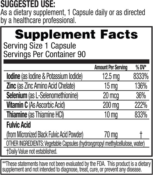 Dr. Tennant's iodine capsules close-up for easy dosage and daily routine.