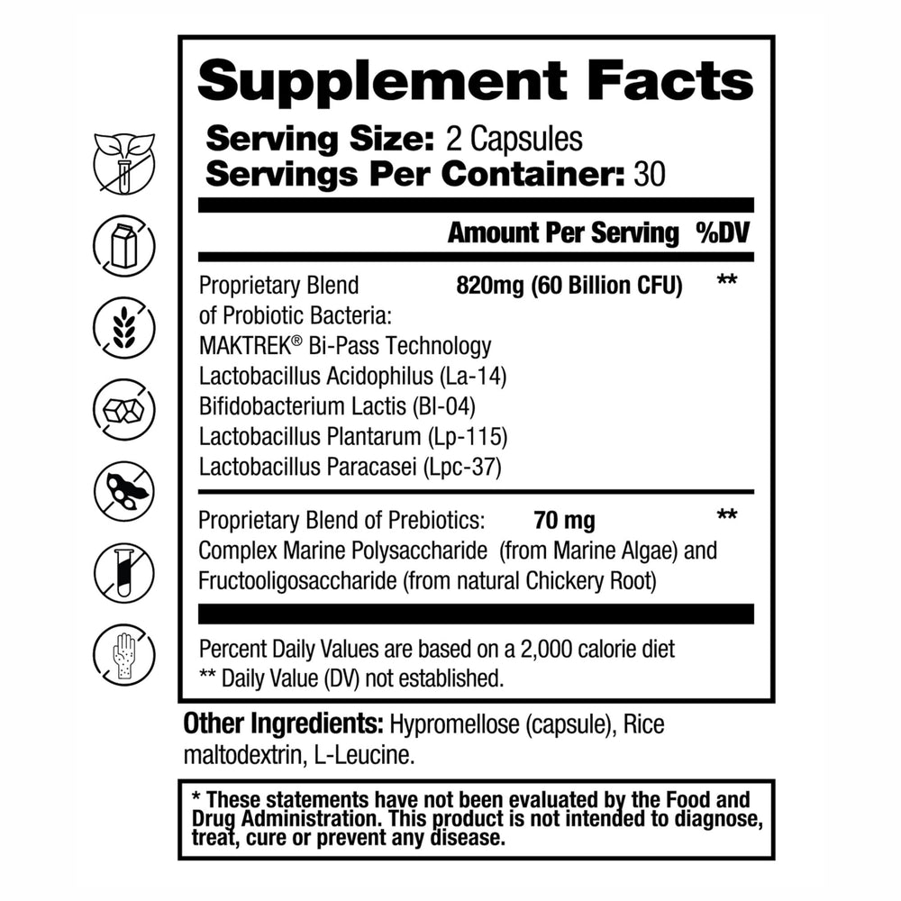 Close-up of Dr. Tennant's probiotic capsules showing time-release coating.