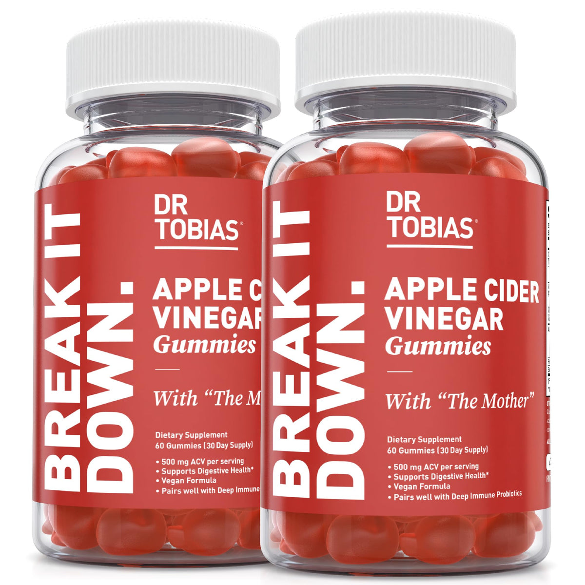 Dr. Tobias Apple Cider Vinegar Gummies bottle front for convenient daily wellness.