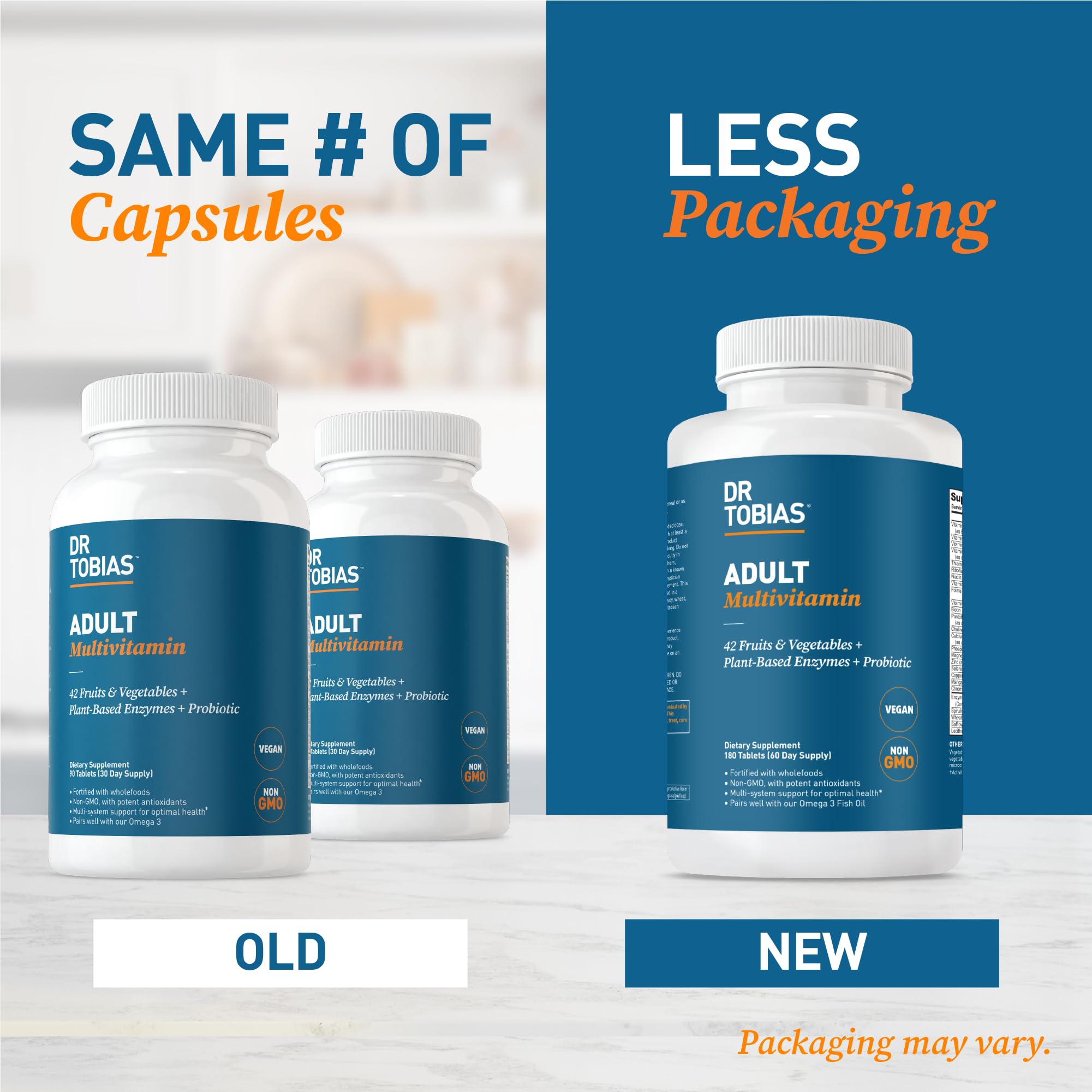 Dr. Tobias kitchen counter setup ready for daily supplement routine