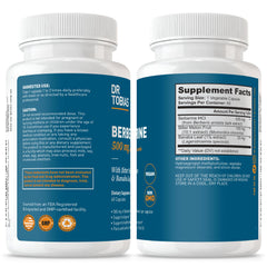 Dr. Tobias Berberine packaging emphasizing vegan and non-GMO formula.