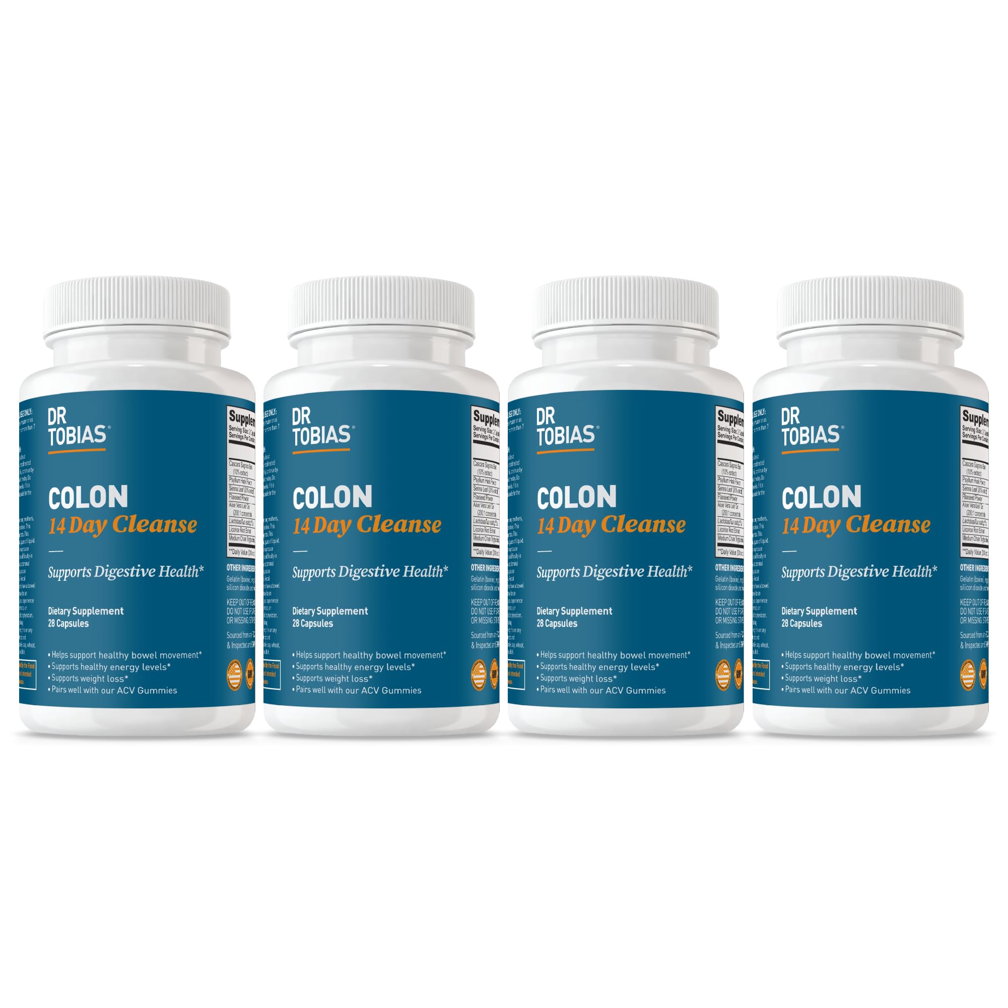 Dr. Tobias Colon Cleanse bottle front view promoting gentle digestive support.