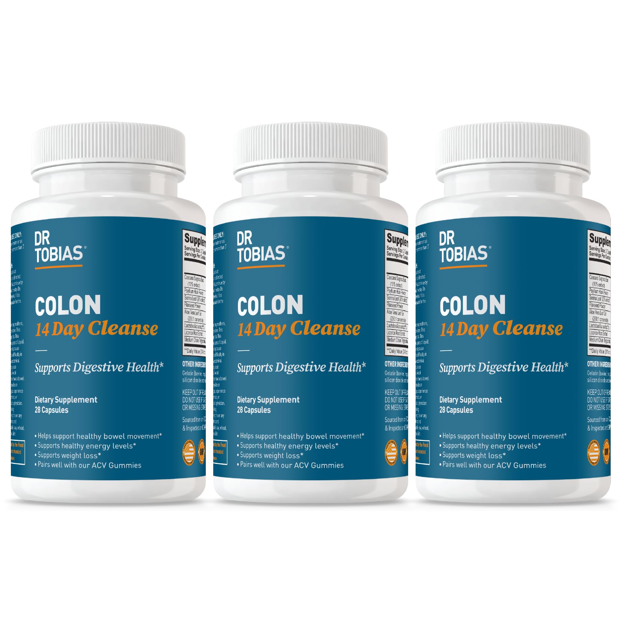 Dr. Tobias Colon Cleanse bottle and capsules for daily gut support.