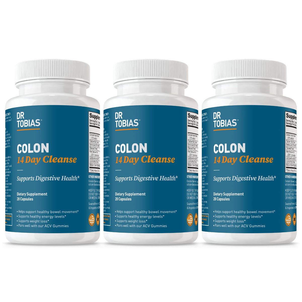 Dr. Tobias Colon Cleanse bottle and capsules for daily gut support.