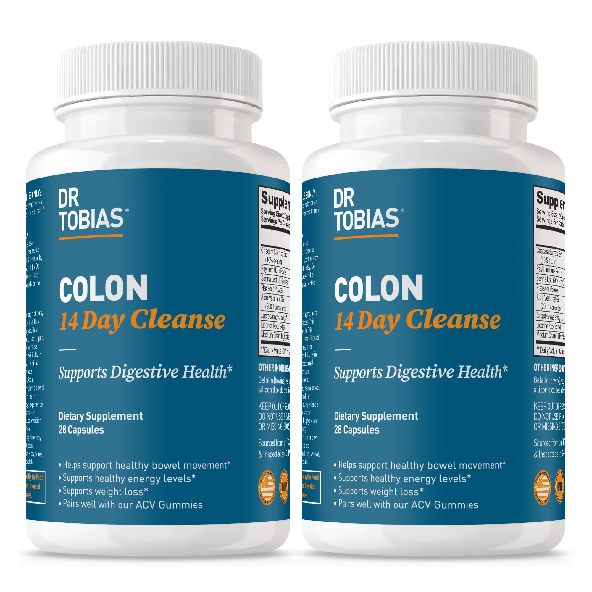 Dr. Tobias Colon Cleanse bottle with 56 capsules overview for gentle digestive support