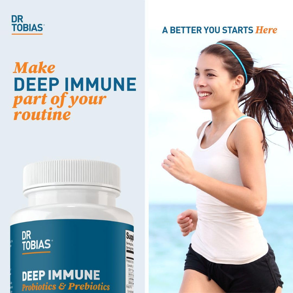 Kitchen scene with Dr. Tobias Deep Immune capsules ready for use.
