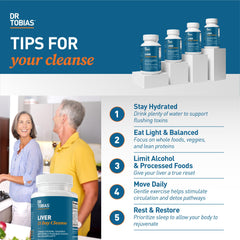 Dr. Tobias Liver Cleanse packaging with herbs communicates a natural health option.