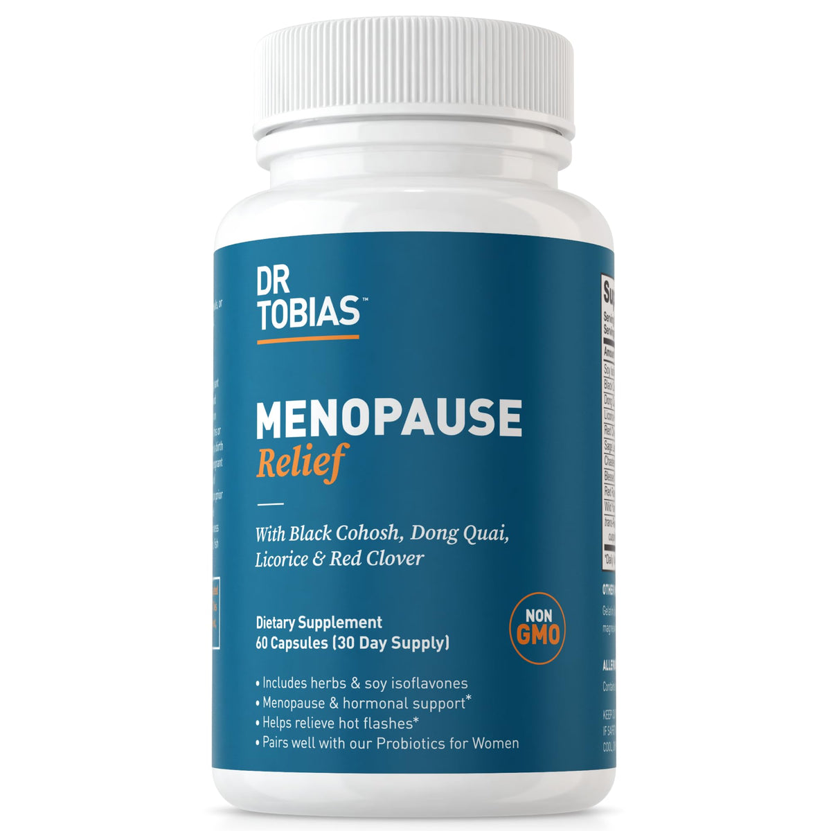 Dr. Tobias Menopause Relief bottle front view for hot flash support