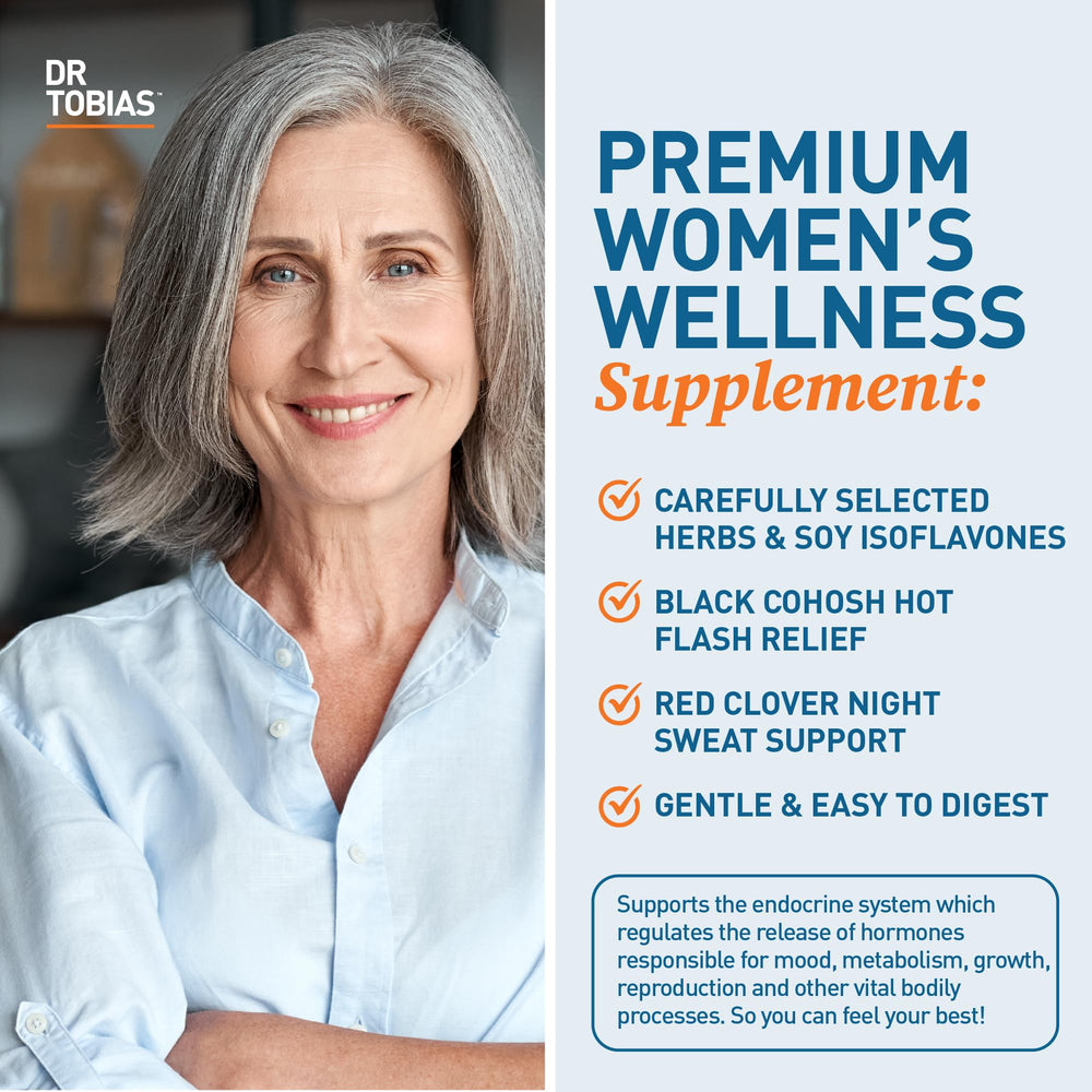 Calm countertop scene with Dr. Tobias Menopause Relief for daily wellness
