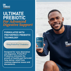 Dr. Tobias Prebiotics bottle pour highlights convenient on-the-go consumption to nourish gut bacteria