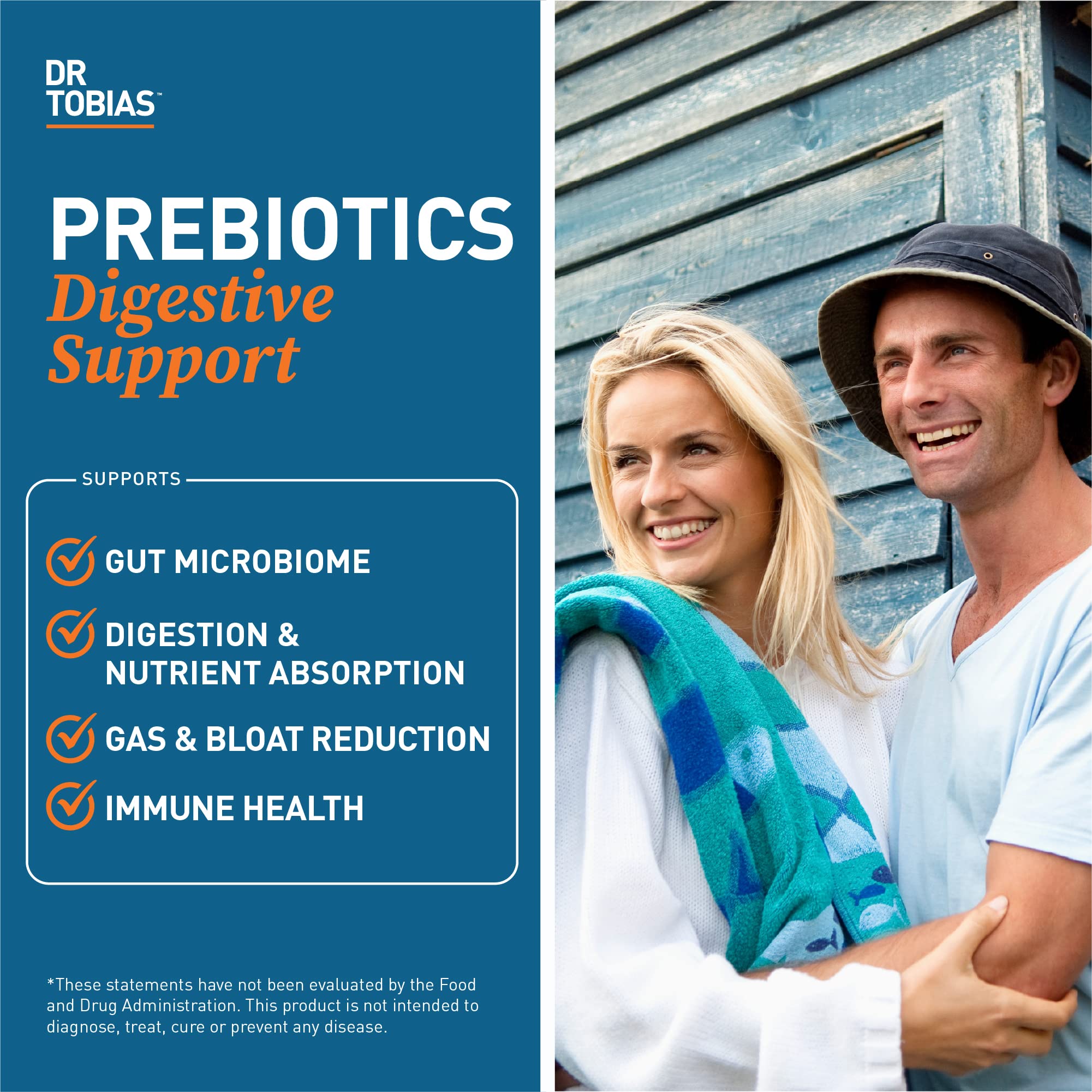 Dr. Tobias Prebiotics capsules closeup emphasizes high-quality non-GMO gut health support