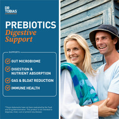 Dr. Tobias Prebiotics label with 90 capsules, easy daily use