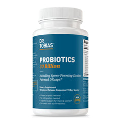 Dr. Tobias Probiotics bottle ready for daily digestive support
