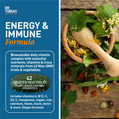 Close-up of Dr. Tobias multivitamin tablets emphasizing vegan formula.