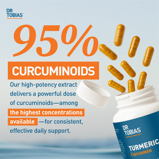 Dr. Tobias Turmeric Curcumin 1500mg bottle back with dosage details.