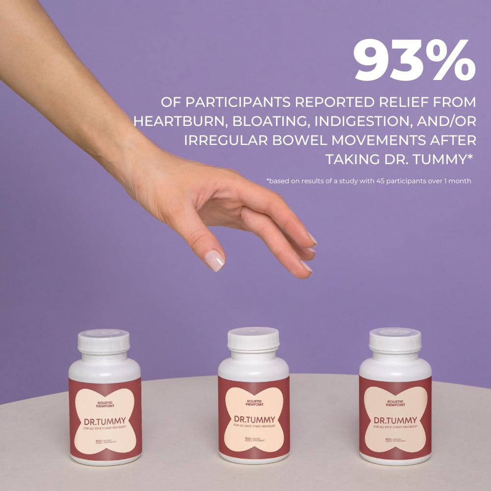 Image illustrating dosage for Dr. Tummy twice-daily intake.
