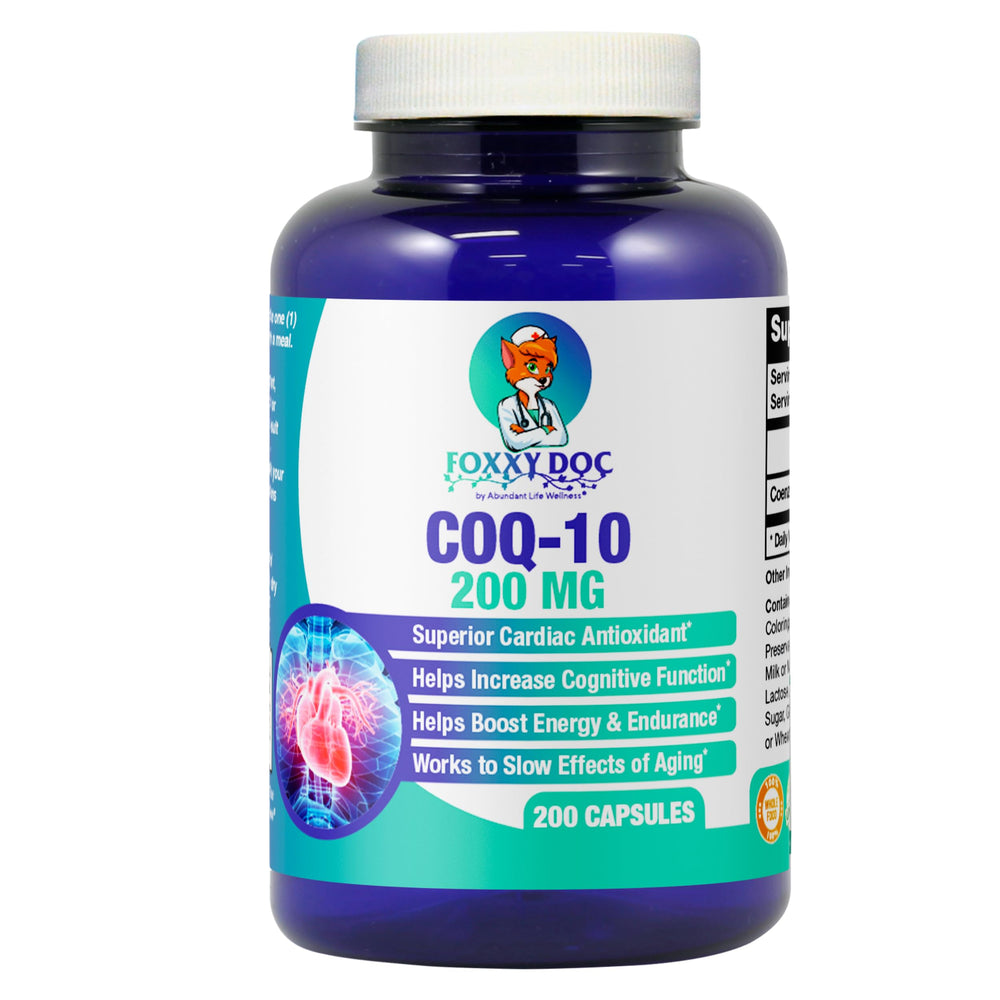 Dr Valerie Nelson CoQ10 bottle front promoting daily heart support