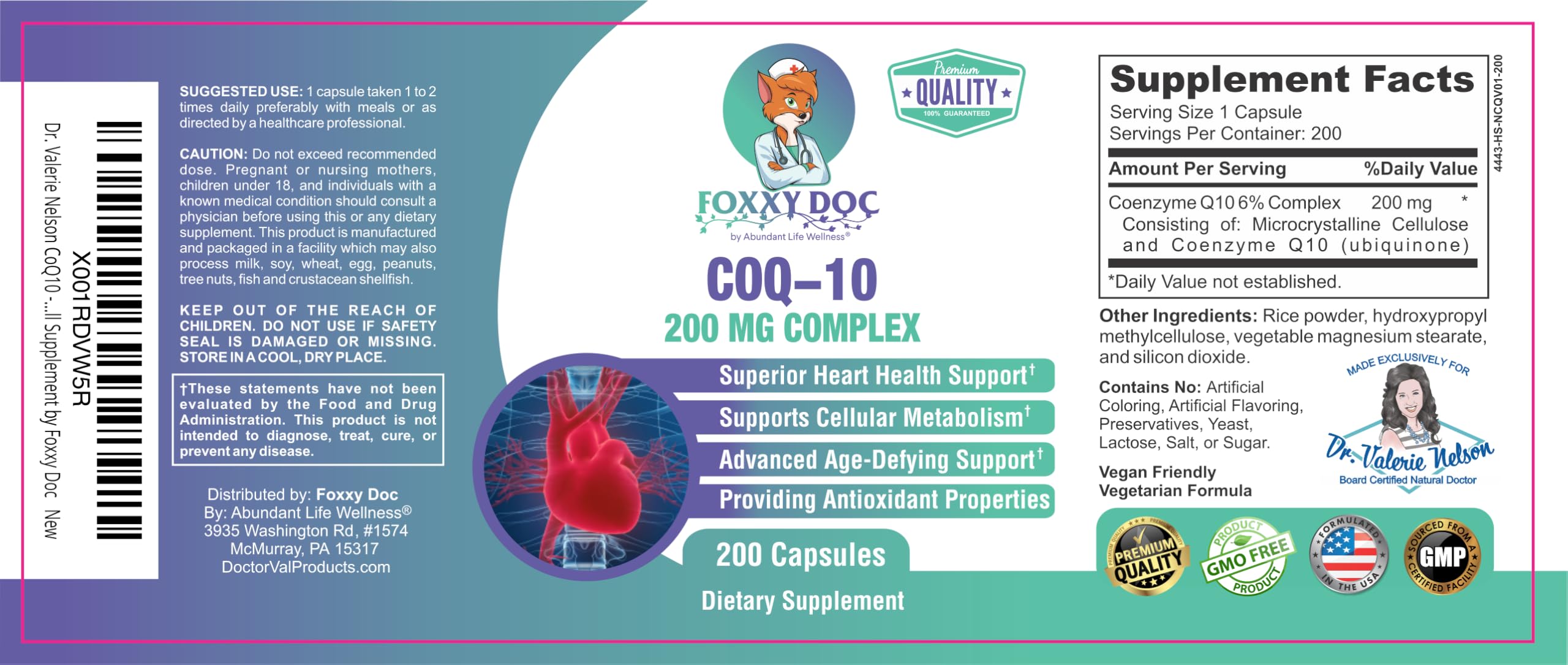 Dr Valerie Nelson CoQ10 bottle and capsules for daily use