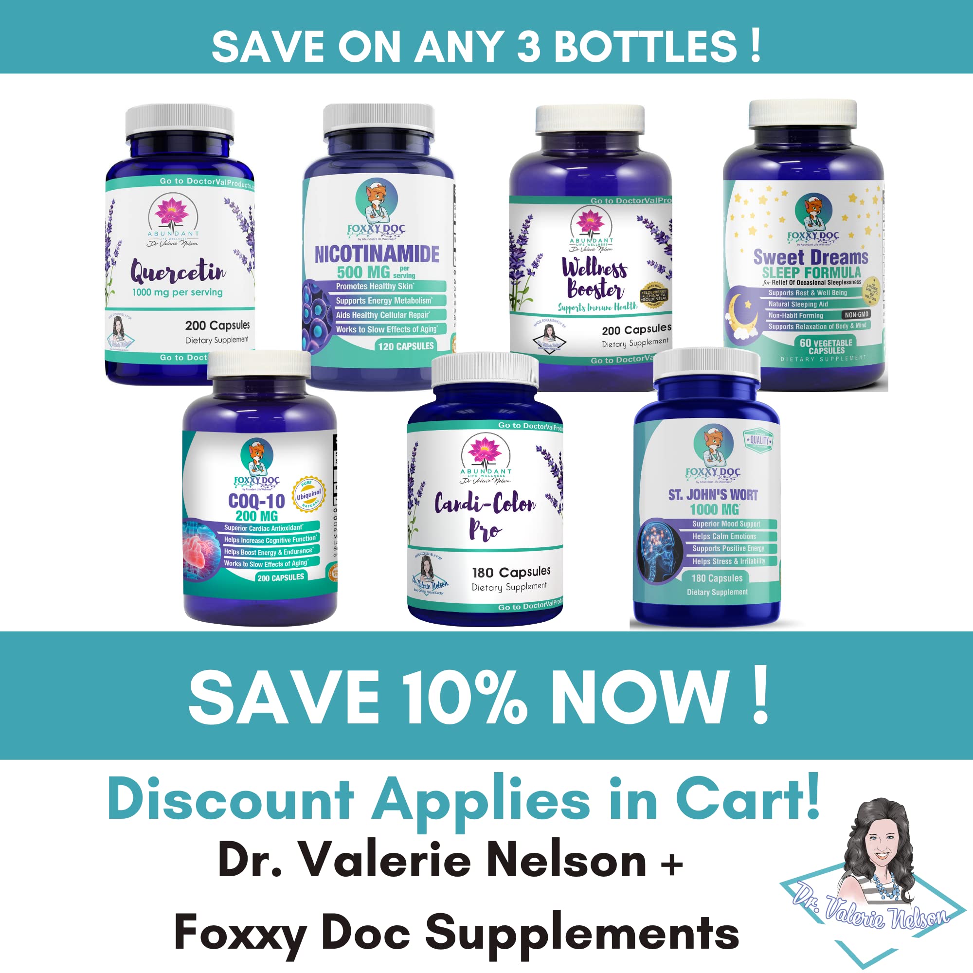 Label showing vegan friendly gluten free non-GMO from Dr Valerie Nelson CoQ10