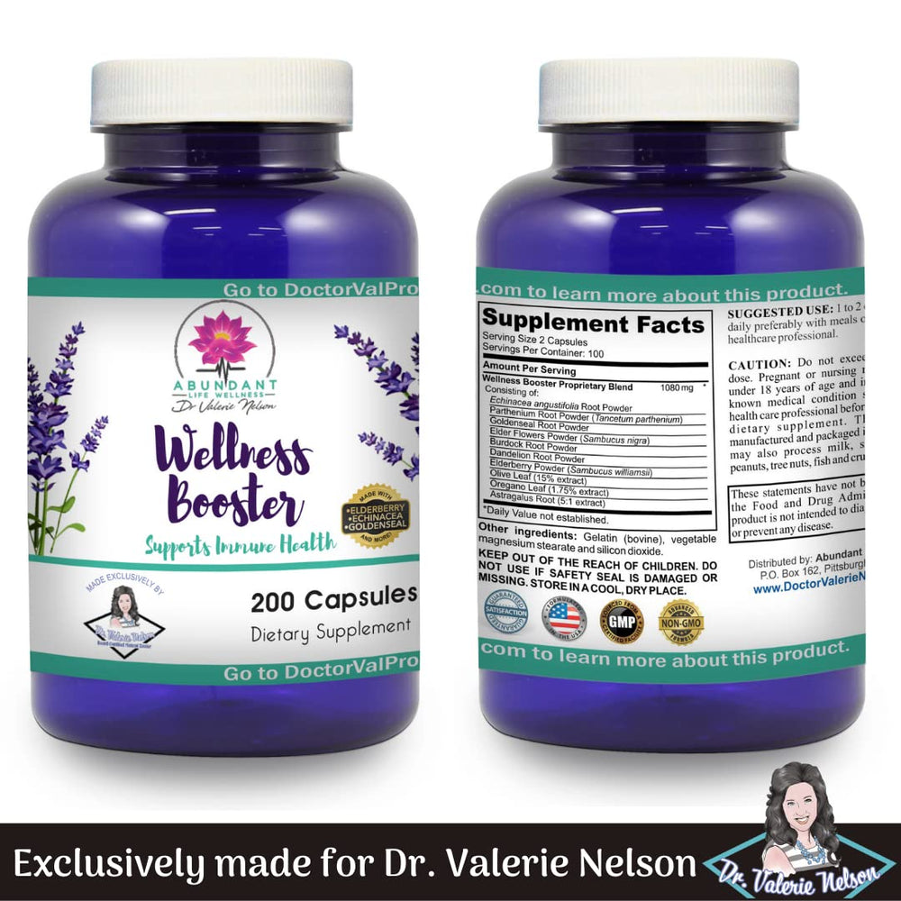 Dr. Valerie Nelson Wellness Booster label closeup shows key herbs