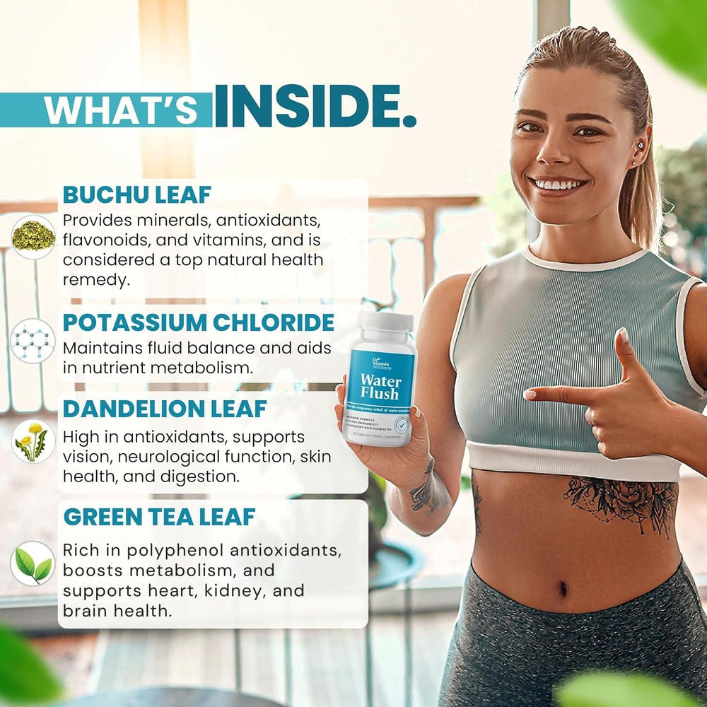DR VITAMIN SOLUTIONS bloating relief scenario with a fit lifestyle image.