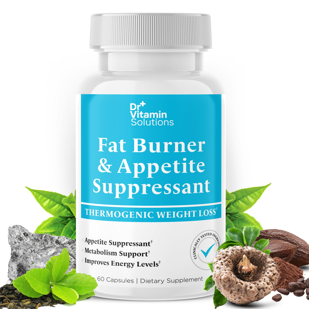 DR VITAMIN SOLUTIONS fat burner bottle front, portable energy support for daily workouts