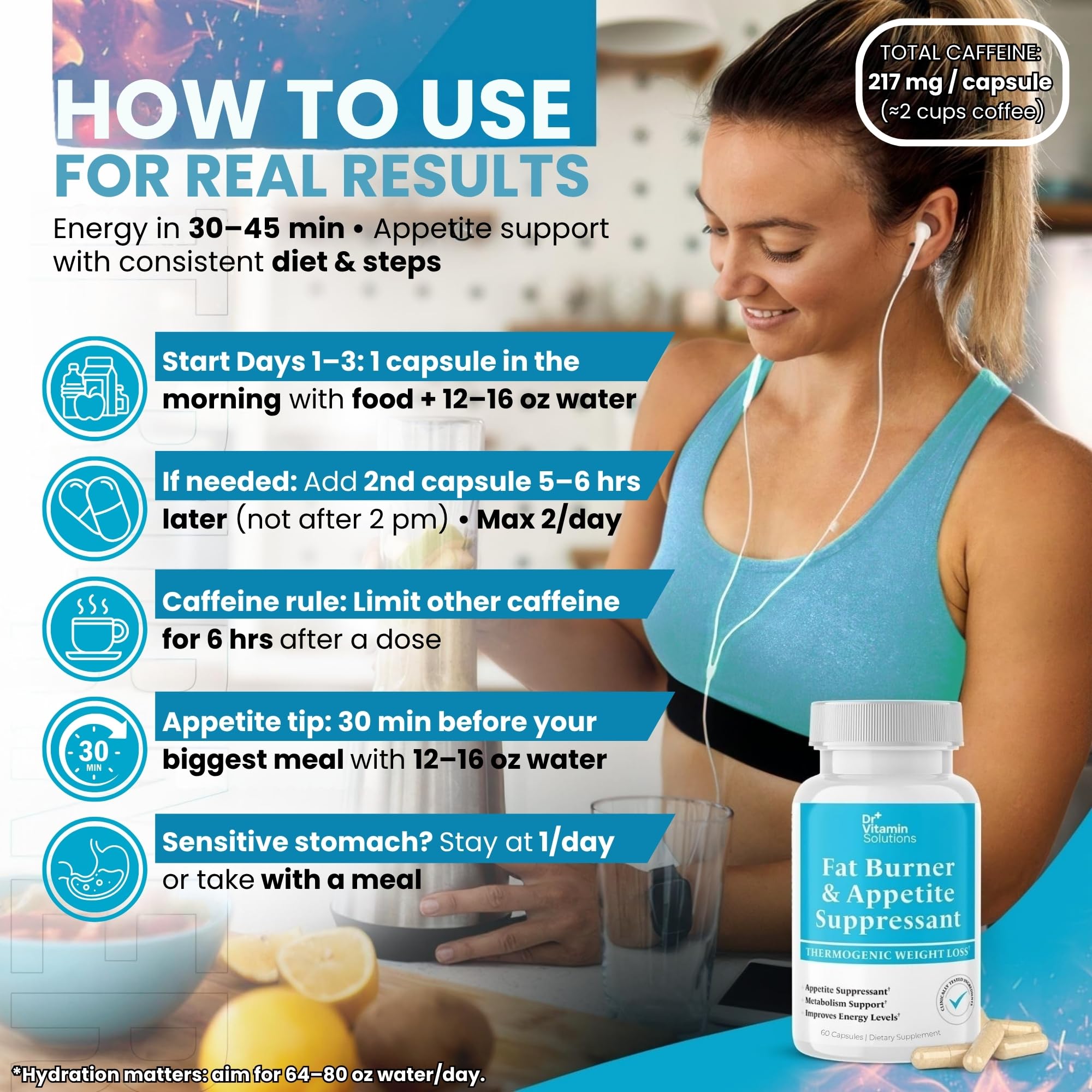 DR VITAMIN SOLUTIONS fat burner caffeine-anhydrous, steady energy support