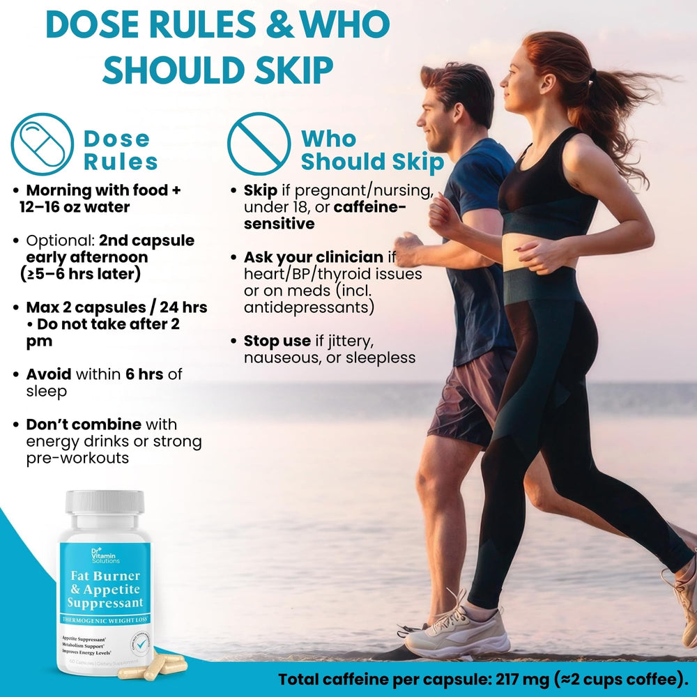 DR VITAMIN SOLUTIONS fat burner day-use image, fits morning or pre-workout routines