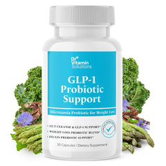 DR VITAMIN SOLUTIONS GLP-1 Probiotic Support bottle promoting fullness cues and appetite control