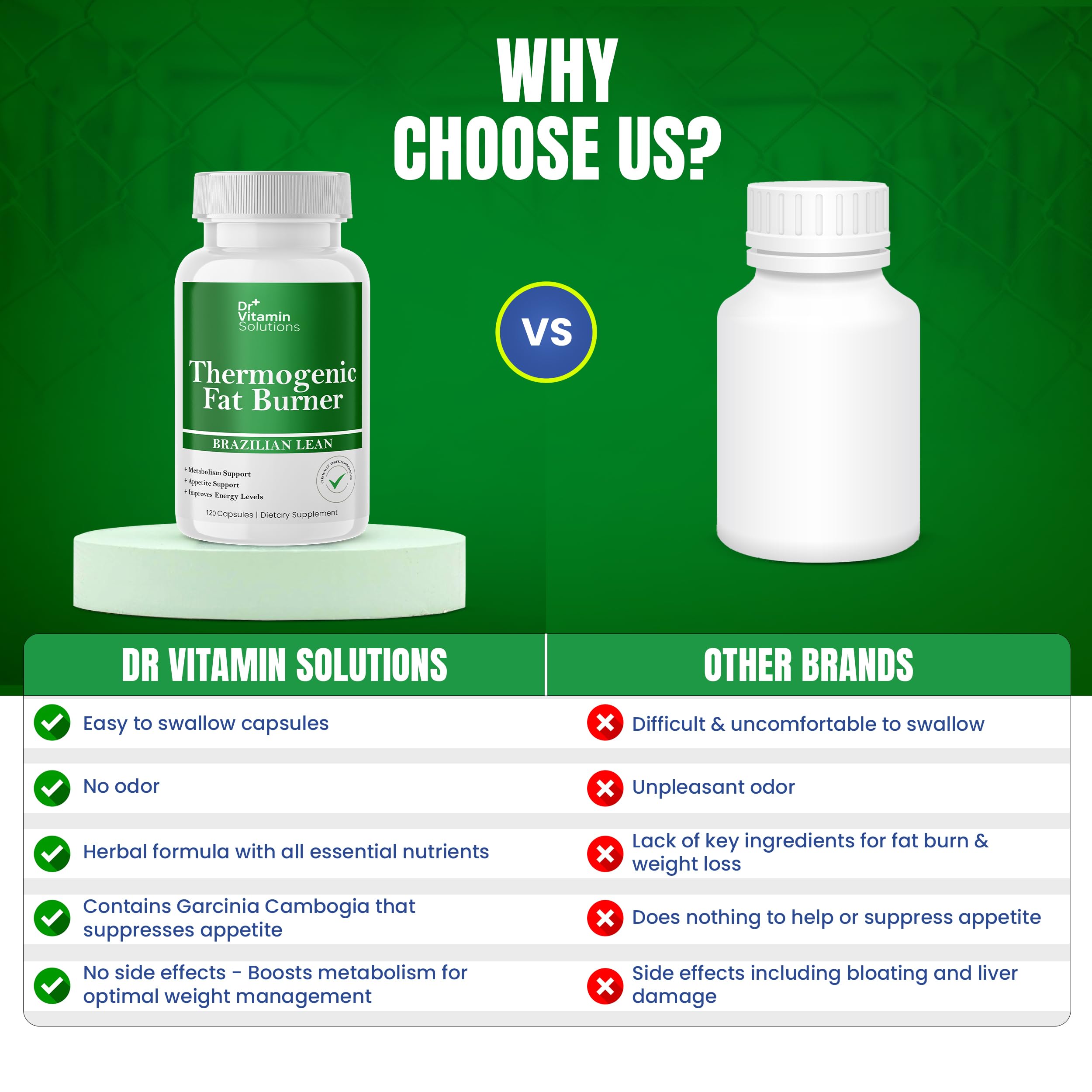 Pour shot of DR VITAMIN SOLUTIONS bottle illustrating quick daily dose