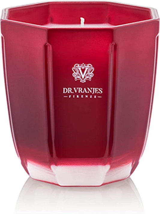 Dr. Vranjes Tourmaline Rosso Nobile candle in a red glass vase enhances elegant ambiences
