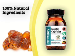 DR WAKDE'S Guggul tea-use image suggesting adding capsules to hot water