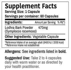 DR WAKDE'S Lodhra capsules ingredients visual with leaves and roots