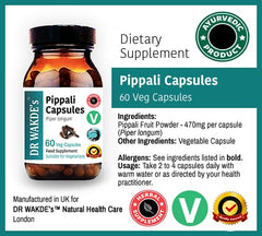 Piper longum plant visuals beside DR WAKDE'S Pippali.