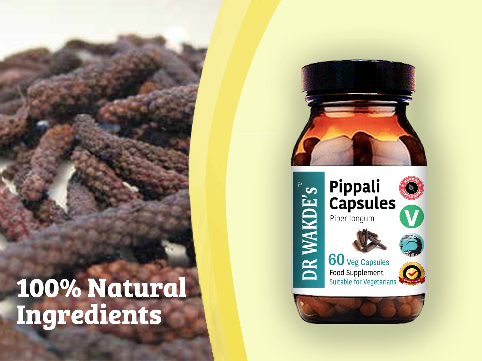 Vegan capsules highlighting vegetarian-friendly supplement from DR WAKDE'S.
