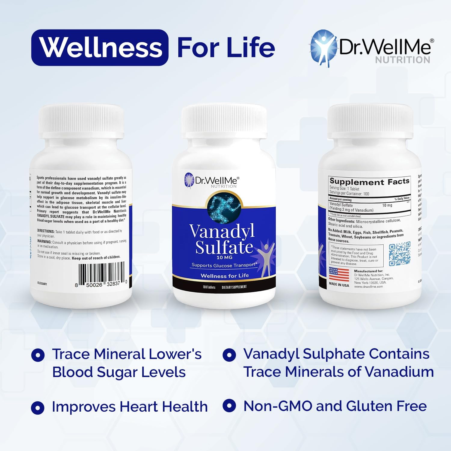 DR WELLME logo and non-GMO gluten-free icon highlighted