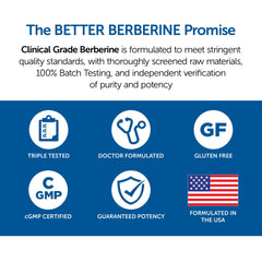 DR. WHITAKER Berberine purity testing seal indicating quality checks.
