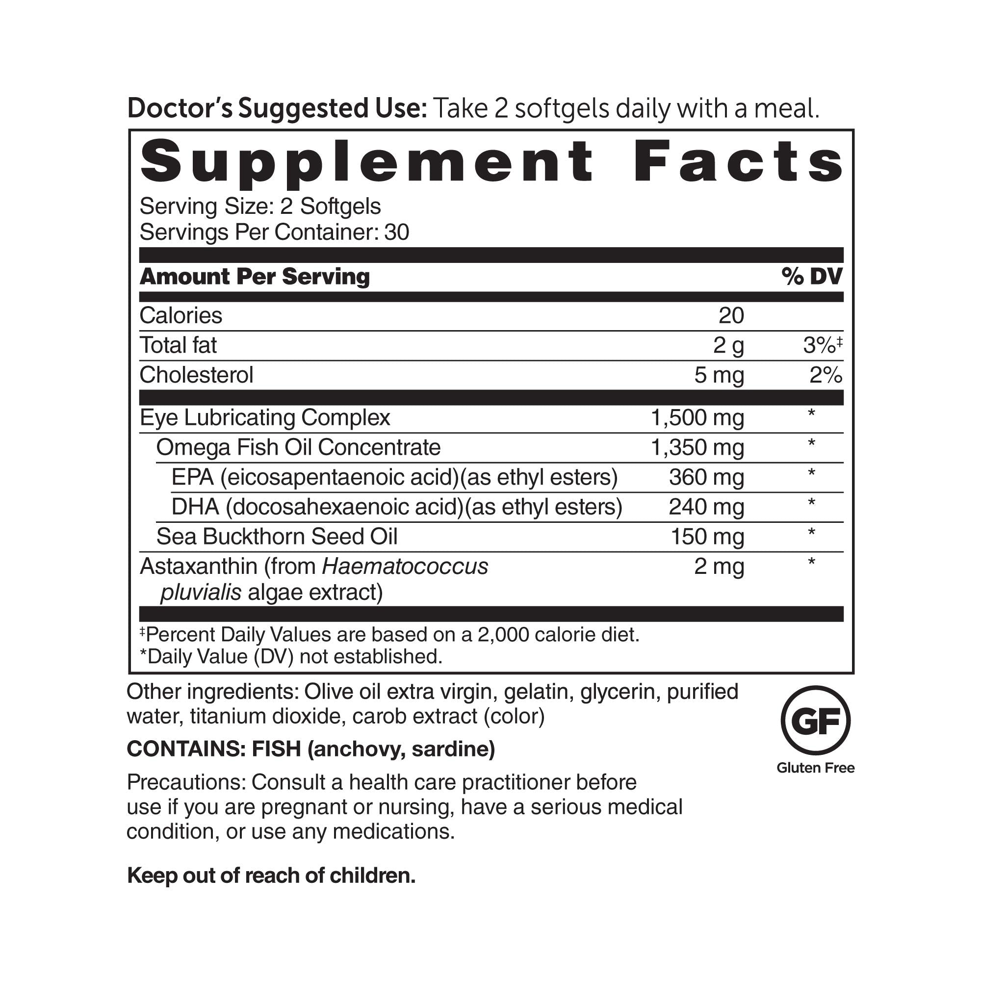 Eyedrate softgels close-up showing the omega-3 and omega-7 blend for eye comfort.