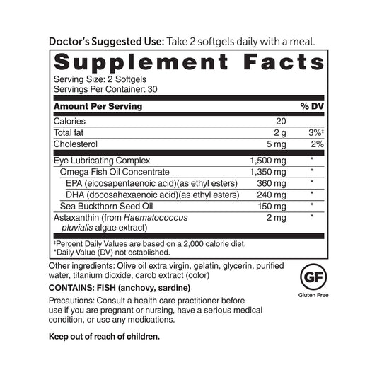 Eyedrate softgels close-up showing the omega-3 and omega-7 blend for eye comfort.