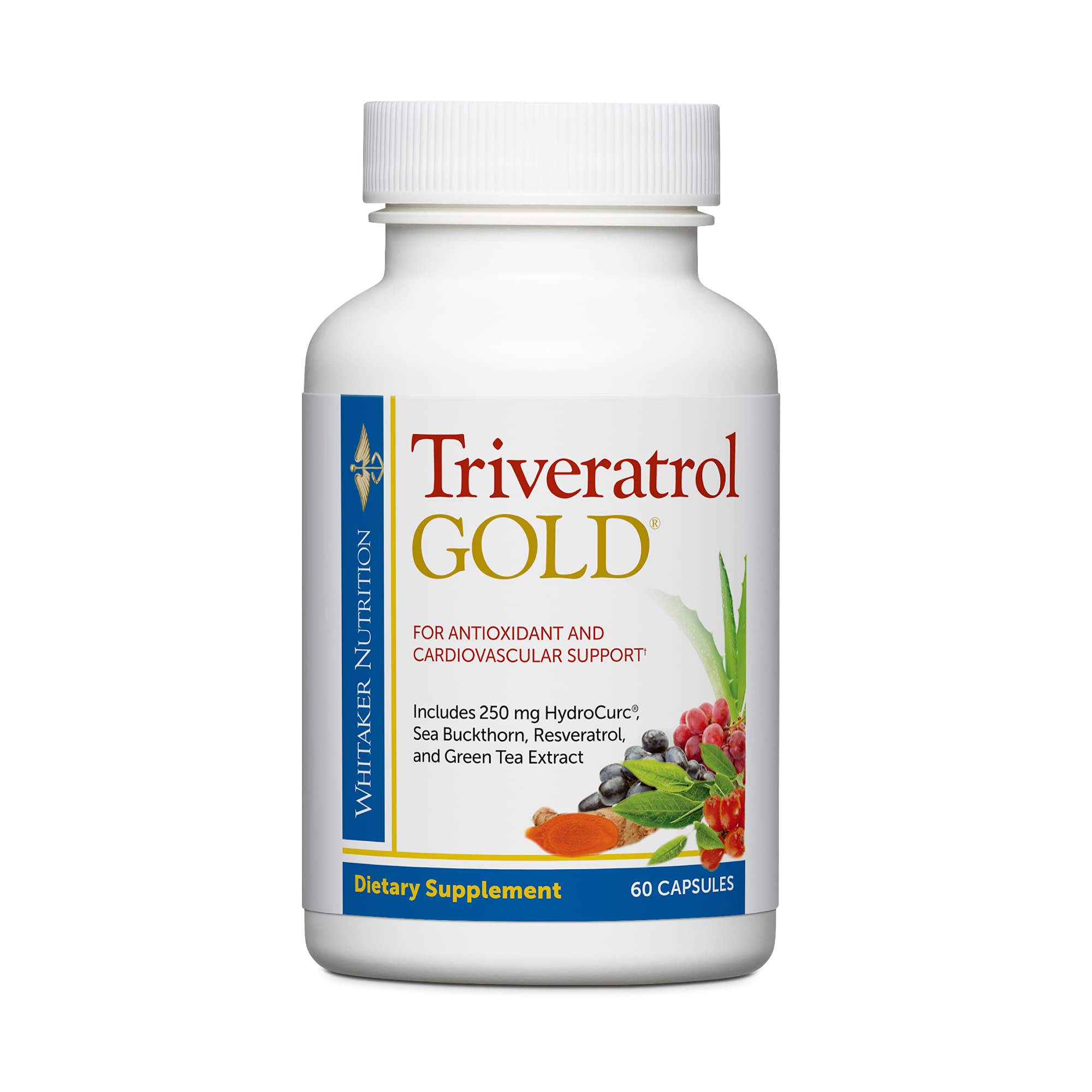 Dr. Whitaker's Triveratrol Gold bottle front highlighting antioxidant support