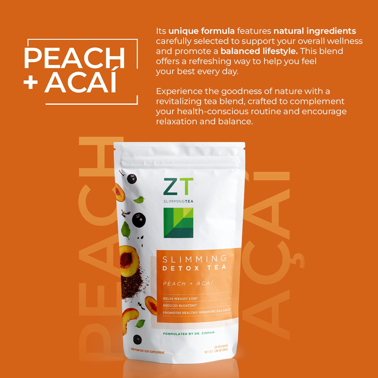 Box of Dr. ZT Slimming Tea bags enabling quick wellness moments