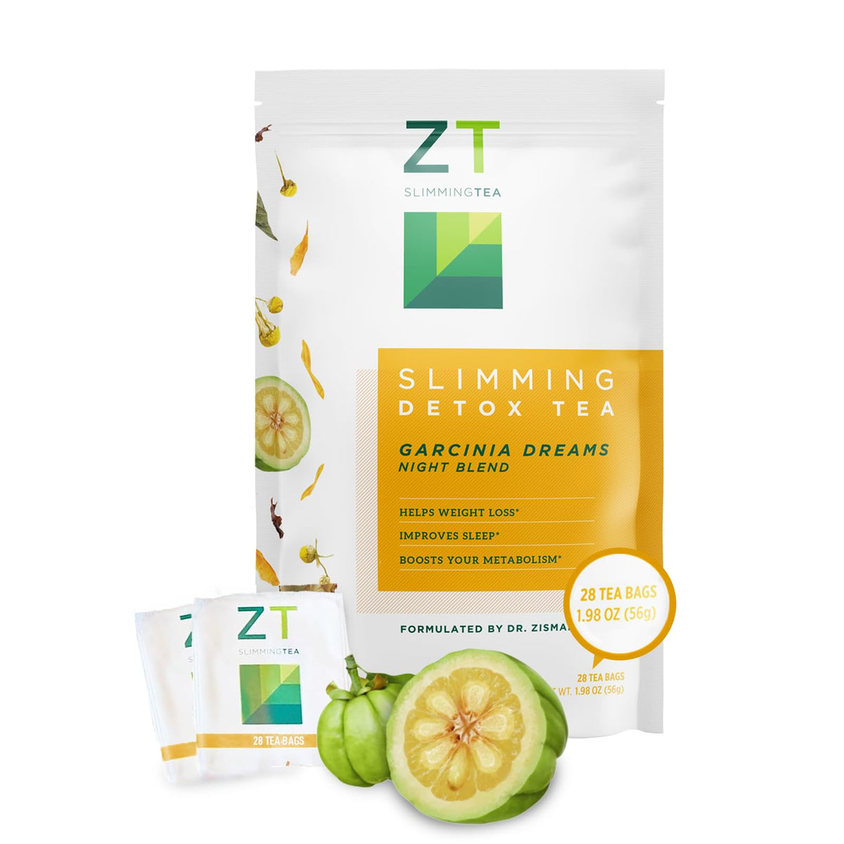 Dr. Zisman ZT Slimming Tea bottle with label, caffeine-free sleep support.