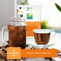 Peach-acai ingredients display highlighting fruity aroma and balanced herbal profile