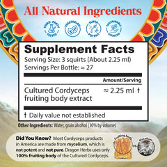 Dragon Herbs Cultured Cordyceps Drops packaging with brand logo for easy recognition
