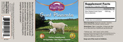 Dragon Herbs Goat Placenta capsules closeup highlighting convenient 500 mg capsules for daily use