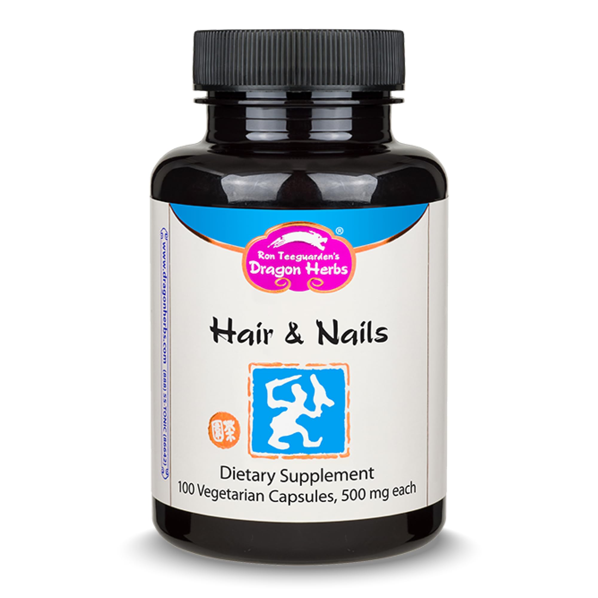 Dragon Herbs Hair and Nails bottle on a clean surface for daily vitality support