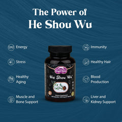 Closeup of He Shou Wu capsules highlighting convenient daily capsules