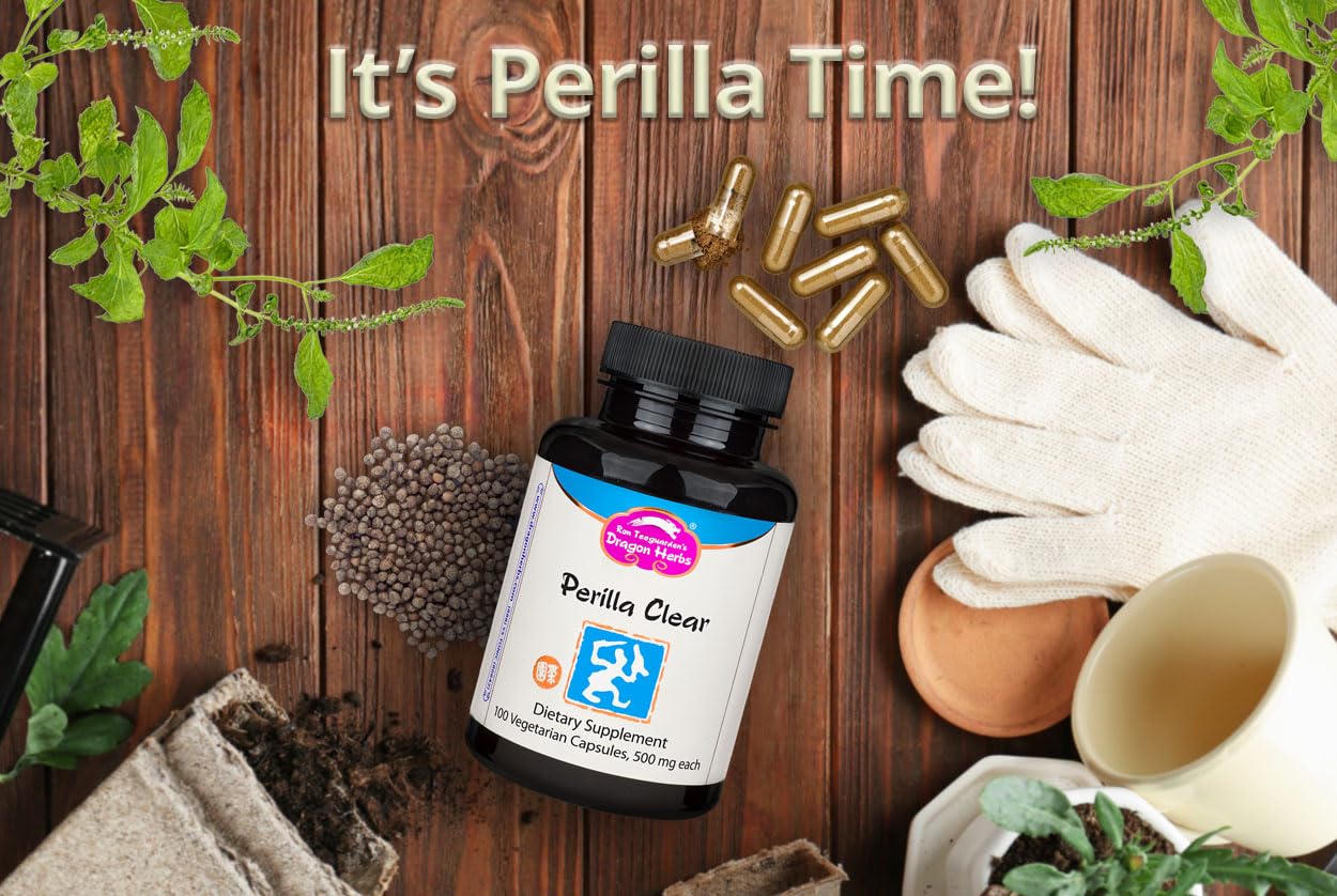 Dragon Herbs Perilla Clear Capsules bottle close-up, vegetarian capsules