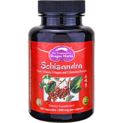 Dragon Herbs Schizandra capsules bottle supports easy daily energy.
